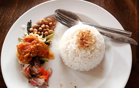 Delicious halal Indonesian food served at a restaurant in Bali